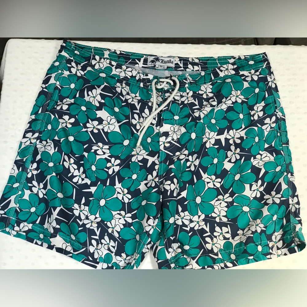 Ready for the Beach!! Trunks Surf & Swim Co. Floral Swim Shorts Blue Green XXL